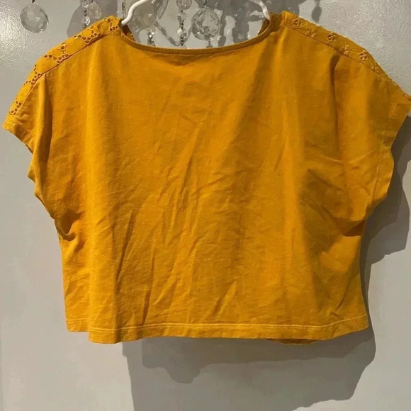 Zara Mustard yellow eyelet crop top size Medium - Picture 5 of 7